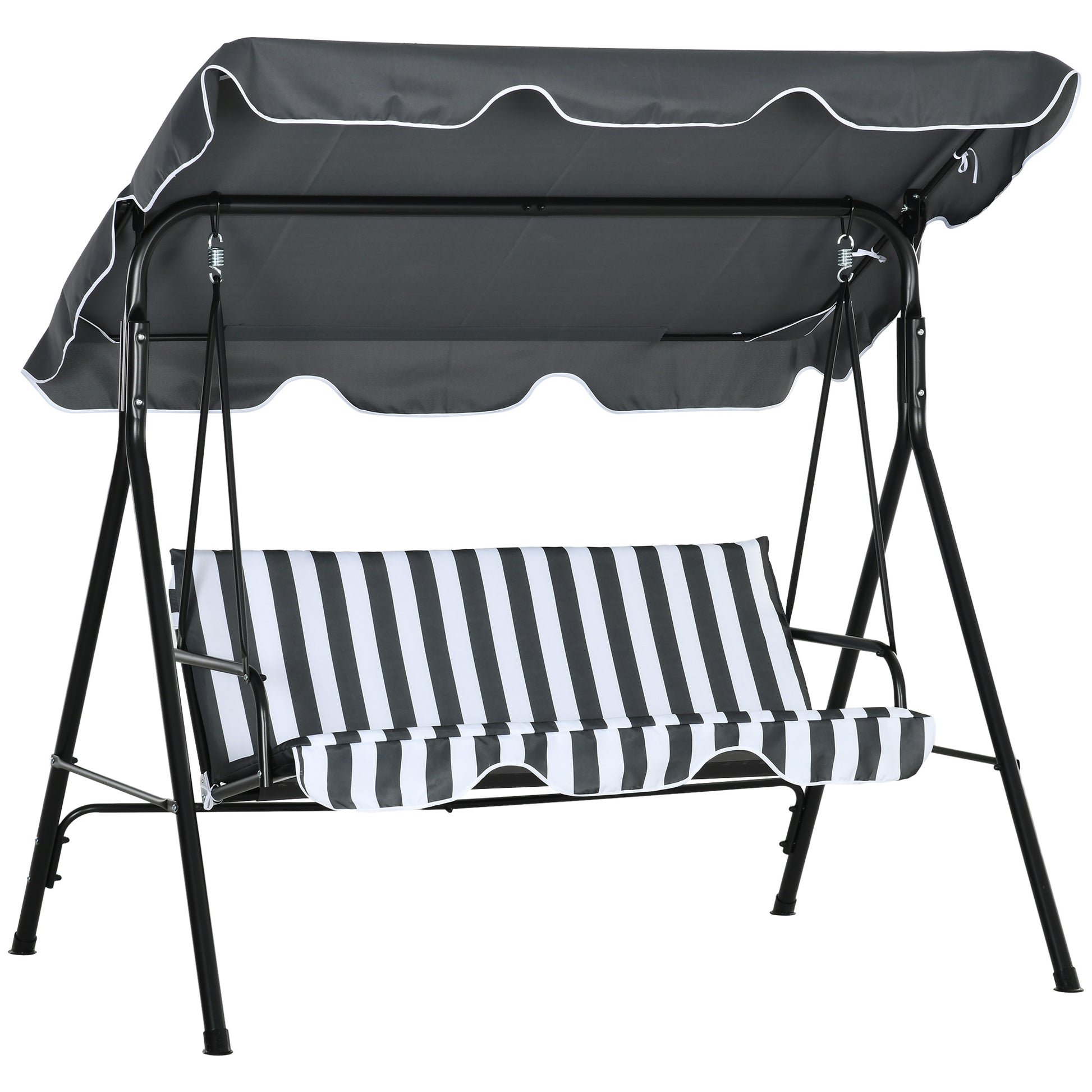 Outsunny Columpio De Jardín De 3 Plazas Con Techo Ajustable 172x110x153cm Gris_0