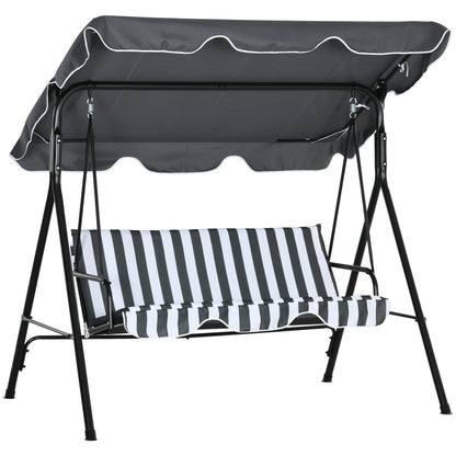 Outsunny Columpio De Jardín De 3 Plazas Con Techo Ajustable 172x110x153cm Gris_0