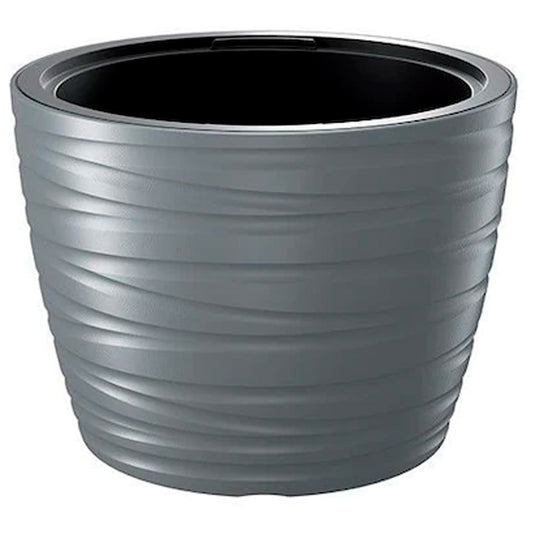 Maceta Baja Con Deposito 22l Maze De Plastico En Color Gris Grafito 37,5 (largo) X 37,5 (ancho) X 27,9 (alto) Cm_0