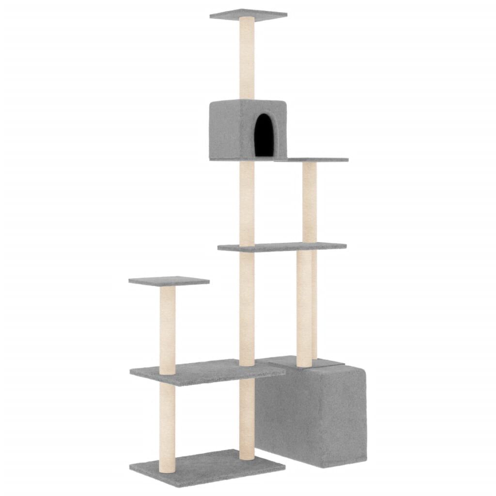Vidaxl Rascador Para Gatos Con Postes De Sisal Gris Claro 180 Cm_0