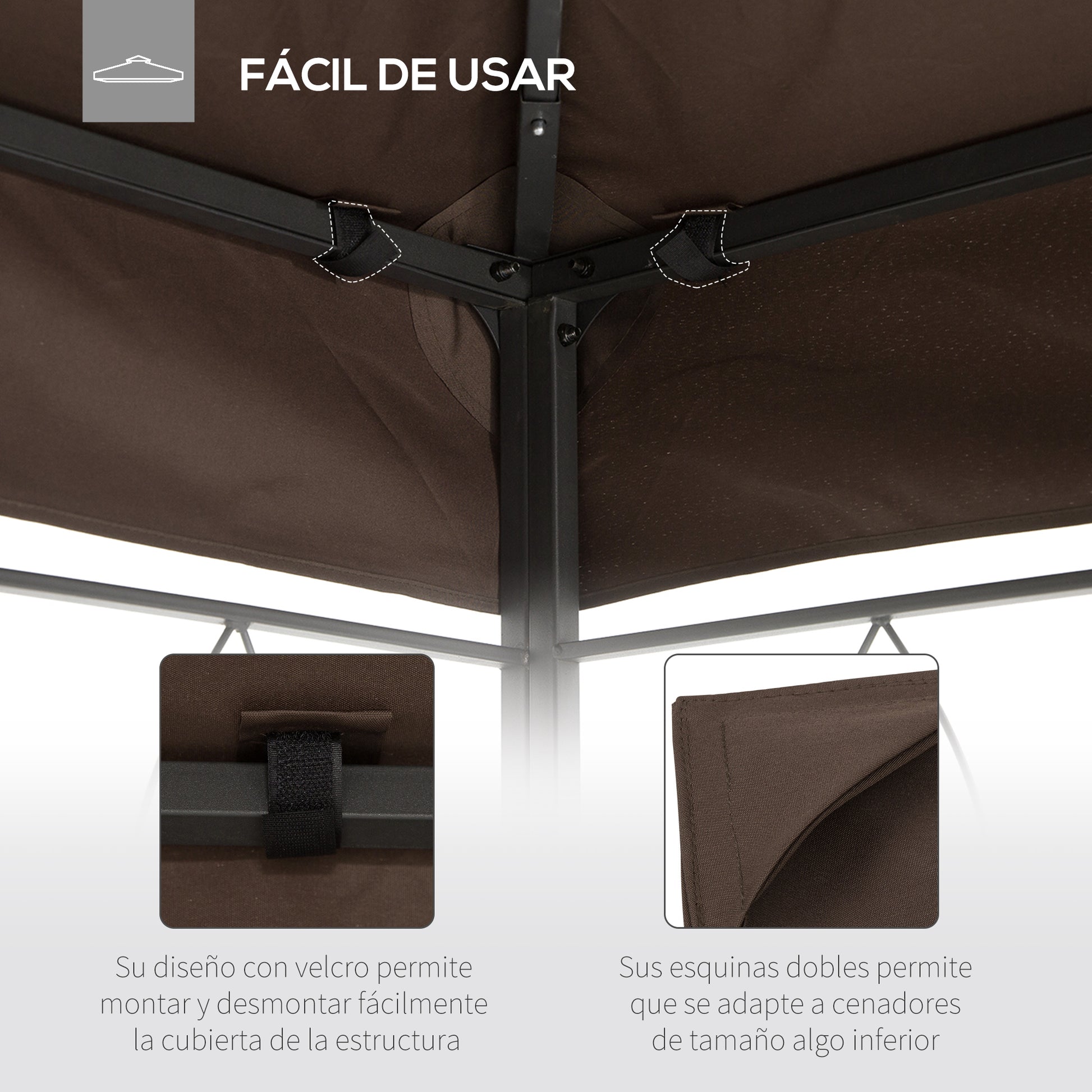 Outsunny Techo De Repuesto 4x3 M Para Cenador Jardín Exterior 2 Niveles Marrón_5