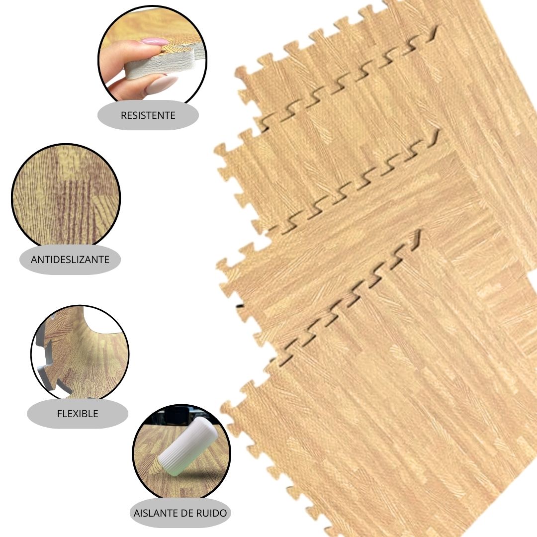 Jowy Tatami Puzzle 1cm 60x60cm – Pack 4 Uds (t60-4) Parquet Marrón_3