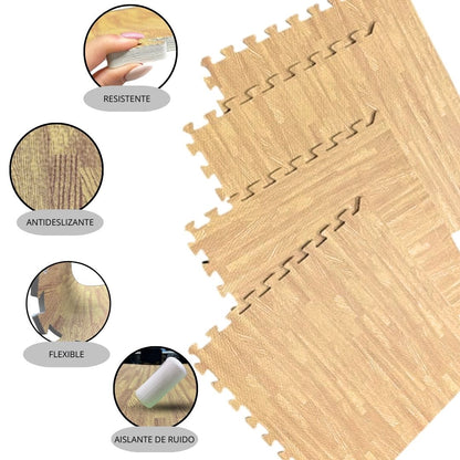 Jowy Tatami Puzzle 1cm 60x60cm – Pack 4 Uds (t60-4) Parquet Marrón_3