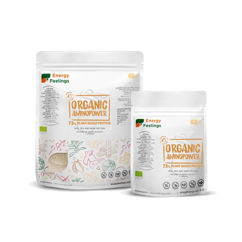 Proteína vegan Aminopower orgânica 73% Cacau Energy Feelings 500 g