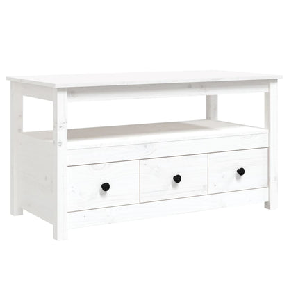 Mesa De Centro De Madera Maciza De Pino Blanco 102x49x55 Cm_0