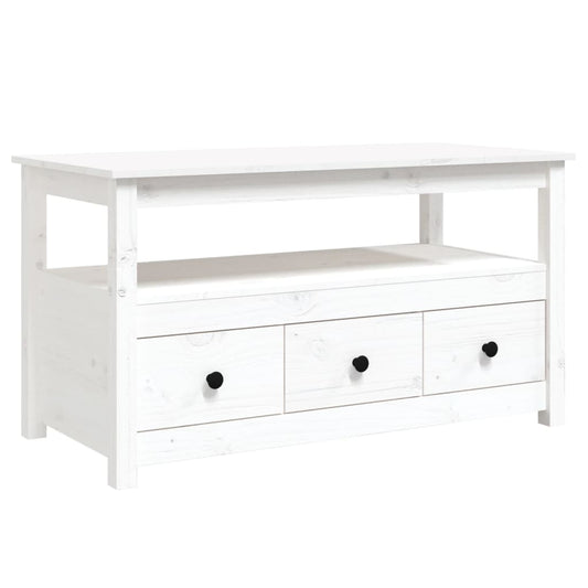 Mesa De Centro De Madera Maciza De Pino Blanco 102x49x55 Cm_0