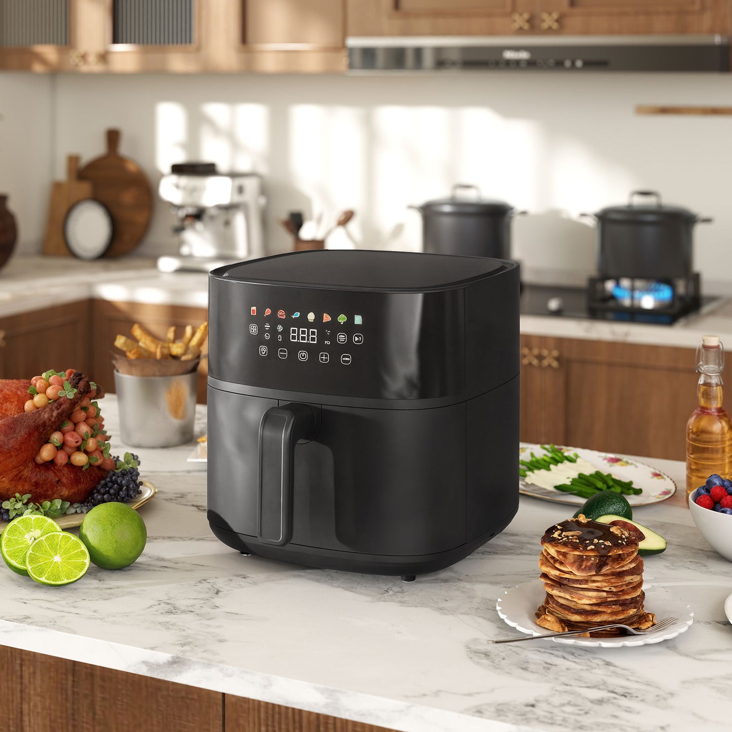Homcom Freidora De Aire 8 L 1700 W Circulación De Aire Caliente A 360° Negro_1