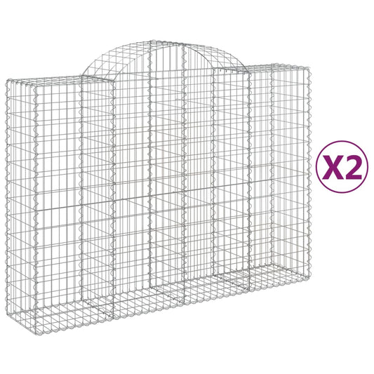 Cestas De Gaviones 2 Uds Forma De Arco Hierro 200x50x140/160 Cm_0