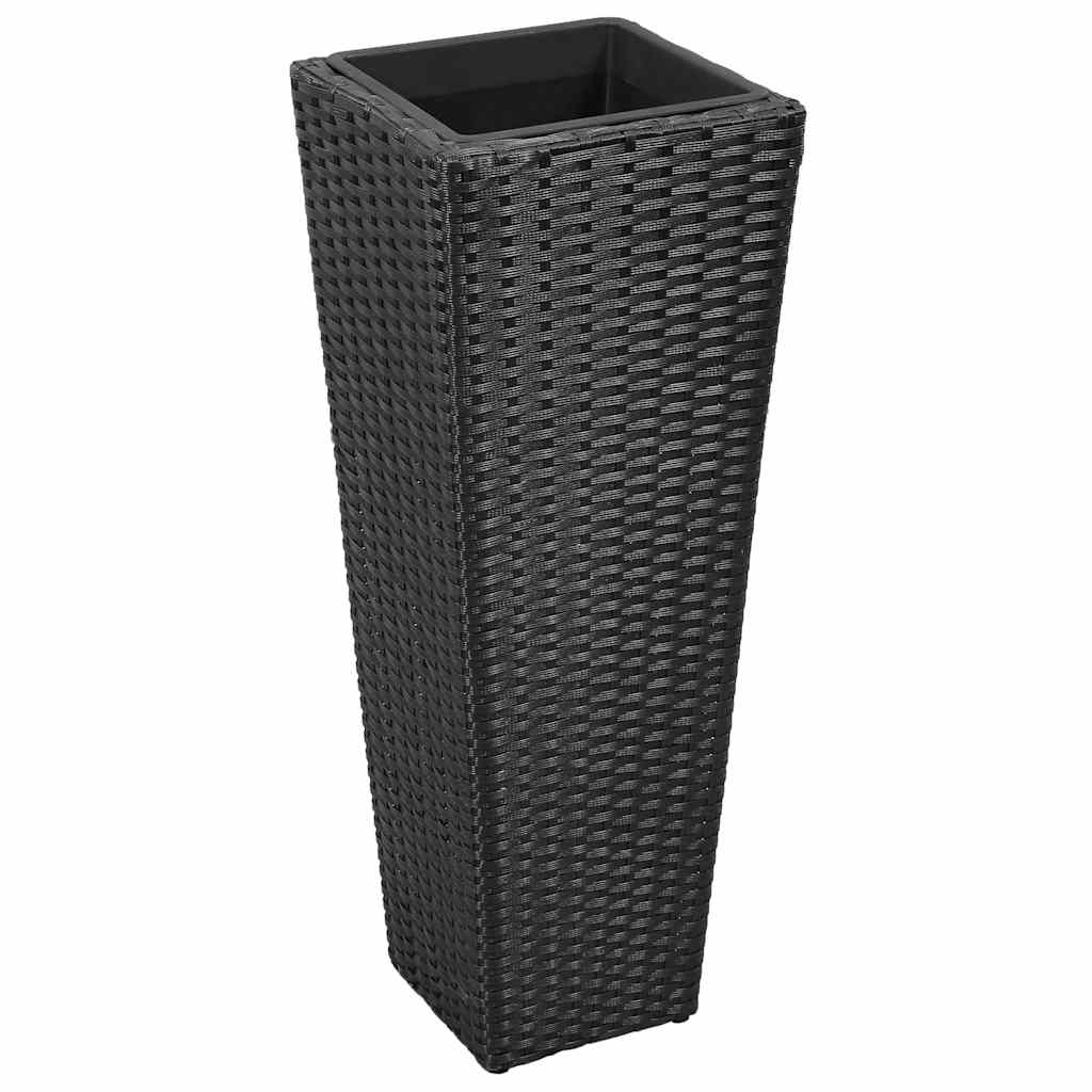 Conjunto De Arriates De Ratán Sintético Negro 3 Piezas_3