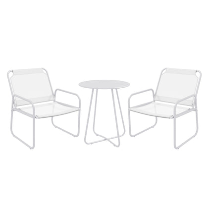 Outsunny Conjunto De Muebles De Jardín Con Marco De Acero Y Reposabrazos Blanco_0