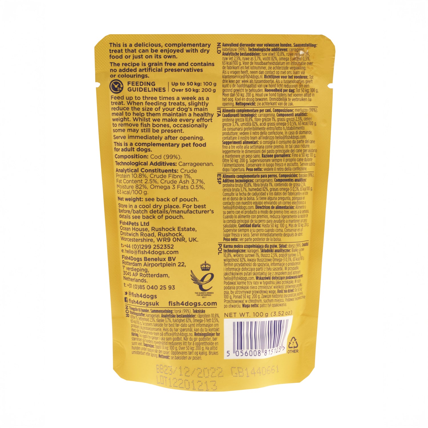 Fish4dogs Mousse Light Para Perro Sin Cereales – Bacalao 100 G (pack De 6)_3