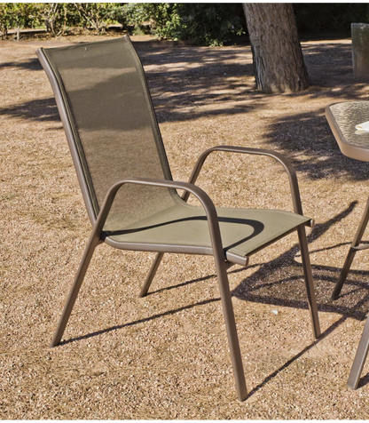 Pack De 2 Sillones Acero/textilen Macao-3 Apilables Bronce. 94 Cm(alto) 54 Cm(ancho)84 Cm(_0