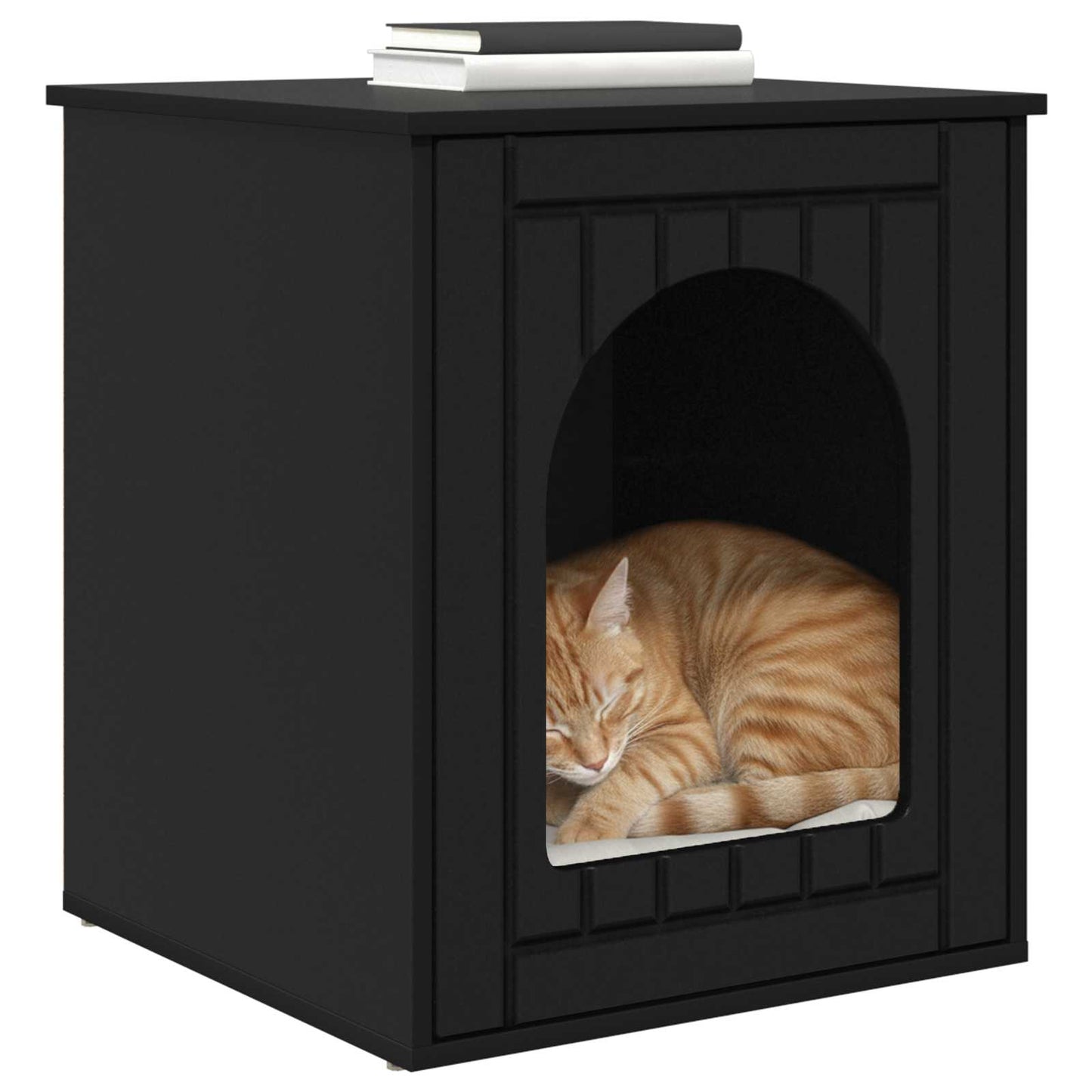 Casa Para Gatos Negro 53 X 52 X 62 Cm Madera De Ingeniería_2