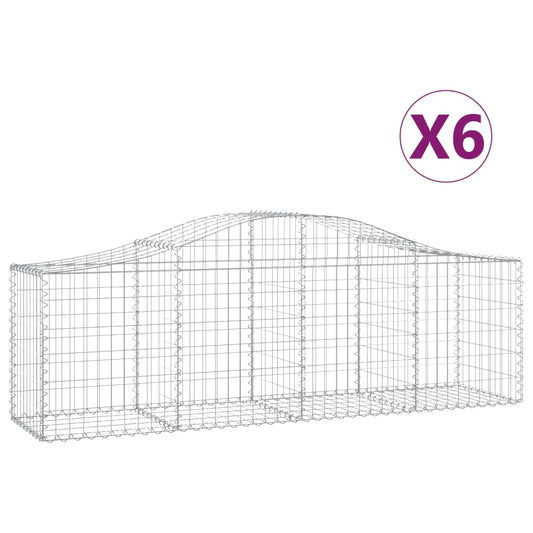 Cestas De Gaviones 6 Uds Forma De Arco Hierro 200x50x60/80 Cm_0