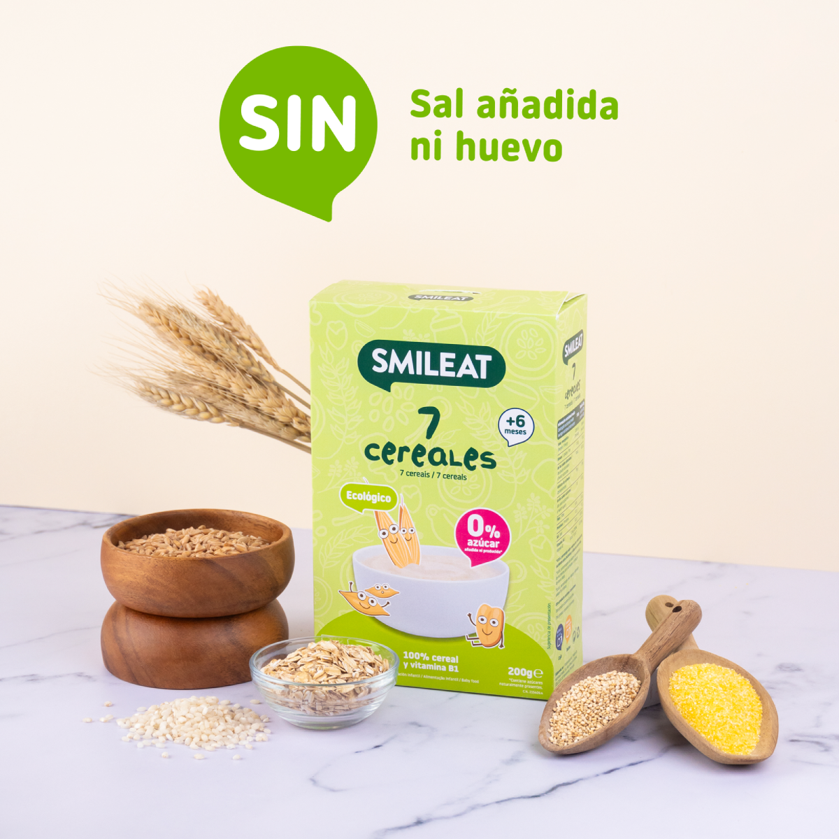 Pack 6x Papilla de 7 Cereales Eco Smileat 200 g