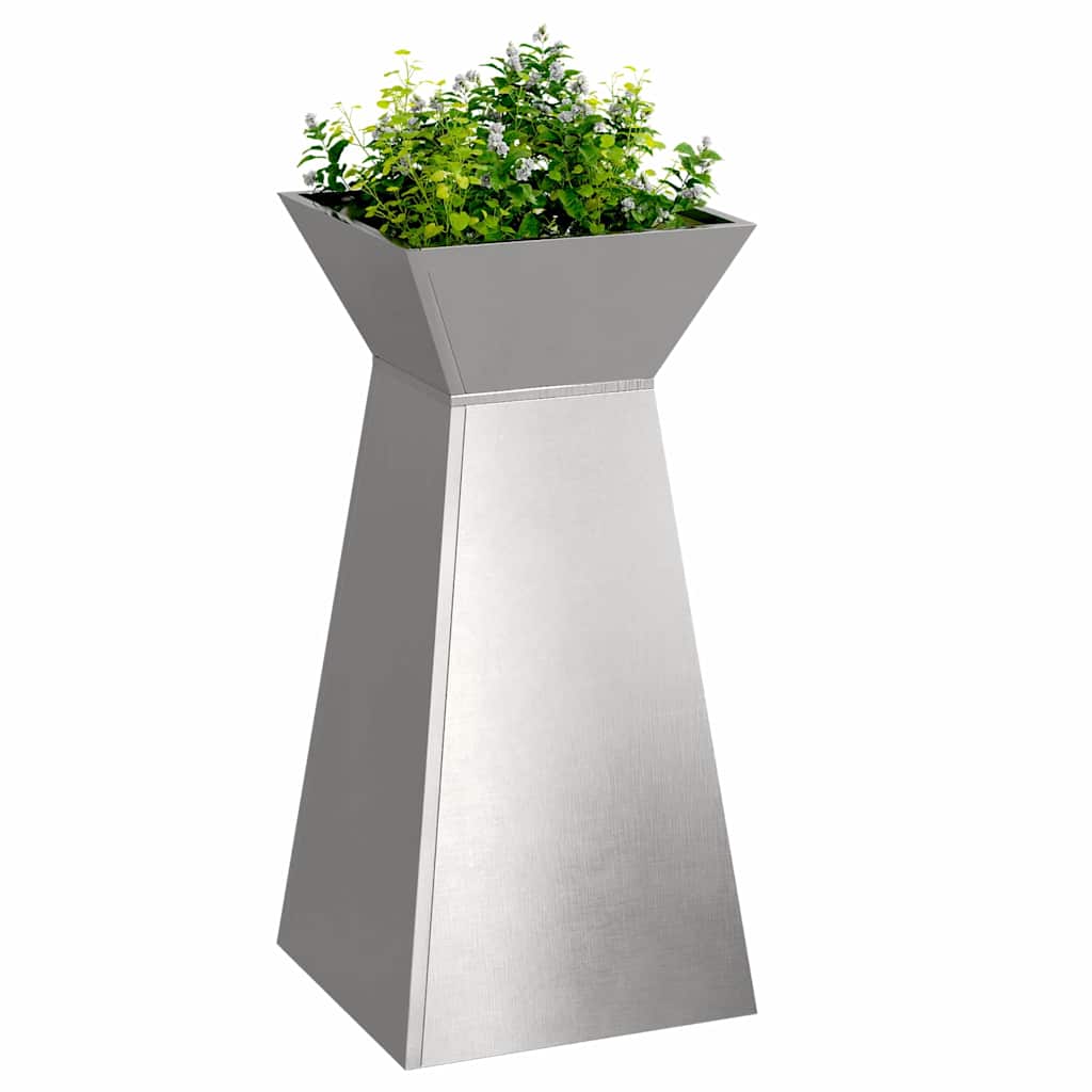 Maceta Pilar 2 Uds. Plateado 35 X 35 X 73 Cm Acero Inoxidable_2
