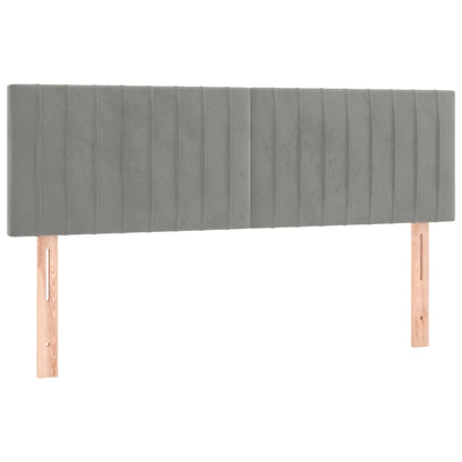 Cama Box Spring Colchón Y Led Terciopelo Gris Claro 140x190 Cm / Vetonek_3