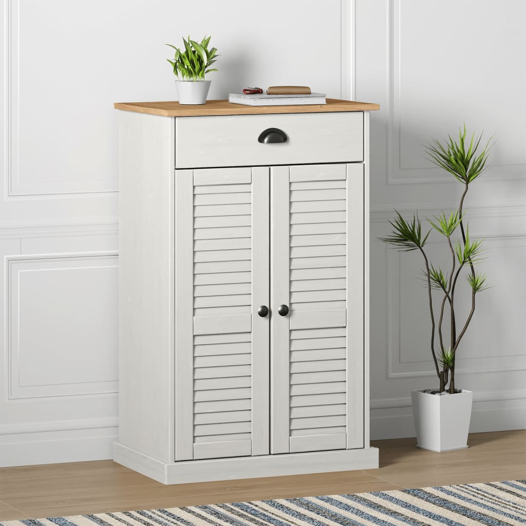 Zapatero Vigo Madera Maciza De Pino Blanco 60x35x96 Cm / Vetonek_0