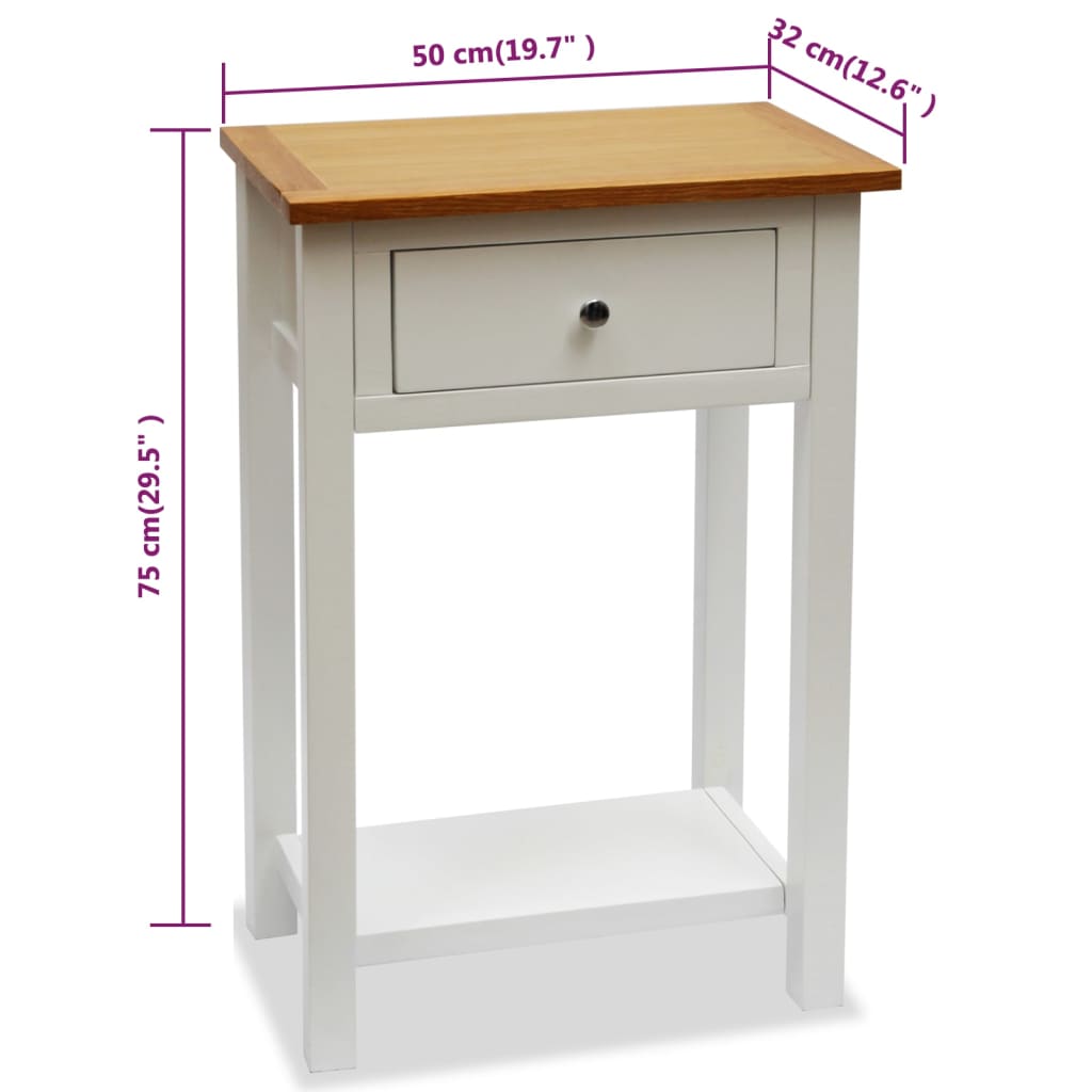 Mesa Auxiliar De Madera Maciza De Roble 50x32x75 Cm_4