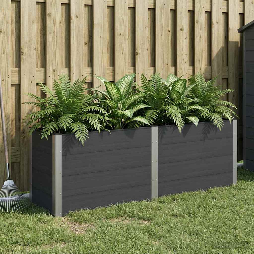 Arriate Elevado Negro 200 X 50 X 91 Cm Wpc Y Aluminio_1