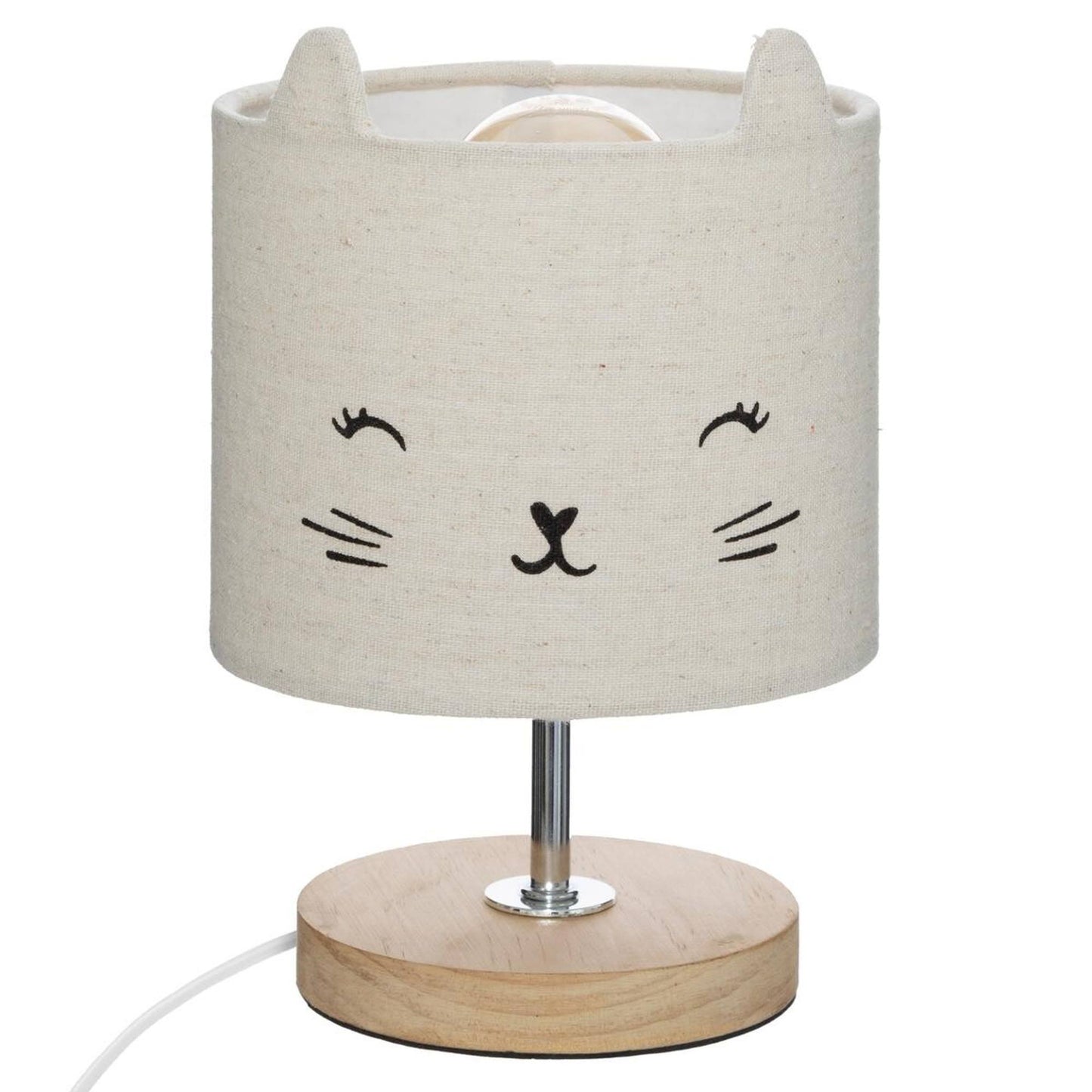 Well Home Lámpara Infantil gato En Algodón Y Madera Ø15x21cm_0