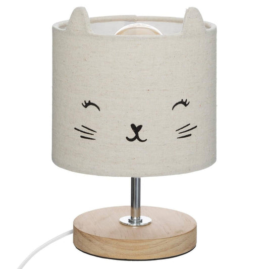 Well Home Lámpara Infantil gato En Algodón Y Madera Ø15x21cm_0