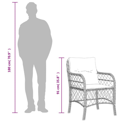 Set Comedor Para Jardín 9 Pzas Y Cojines Ratán Sintético Marrón / Vetonek_2