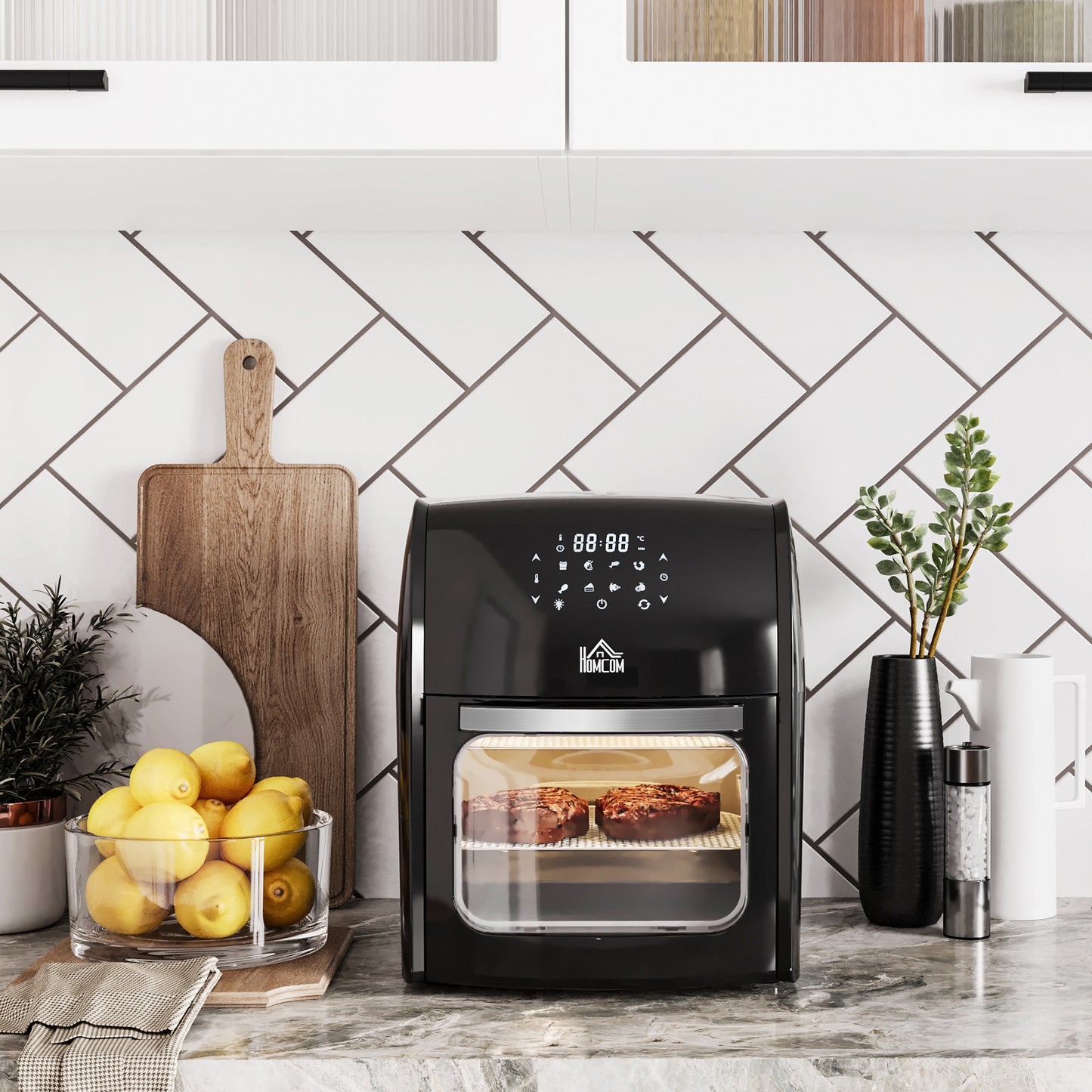 Homcom Freidora De Aire 3 En 1 12l 1800w Con 8 Programas 35x33,5x40 Cm Negro_1