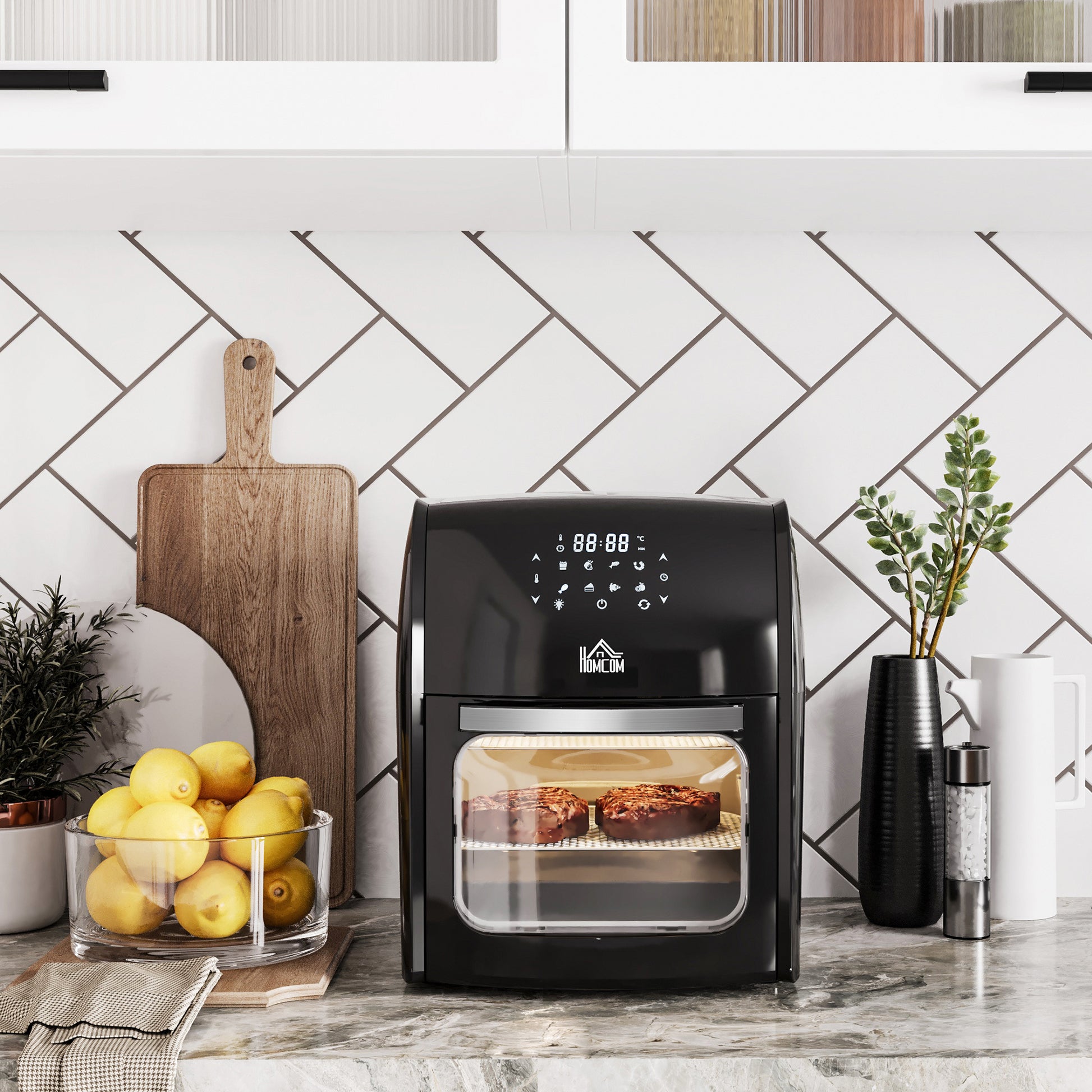 Homcom Freidora De Aire 3 En 1 12l 1800w Con 8 Programas 35x33,5x40 Cm Negro_1