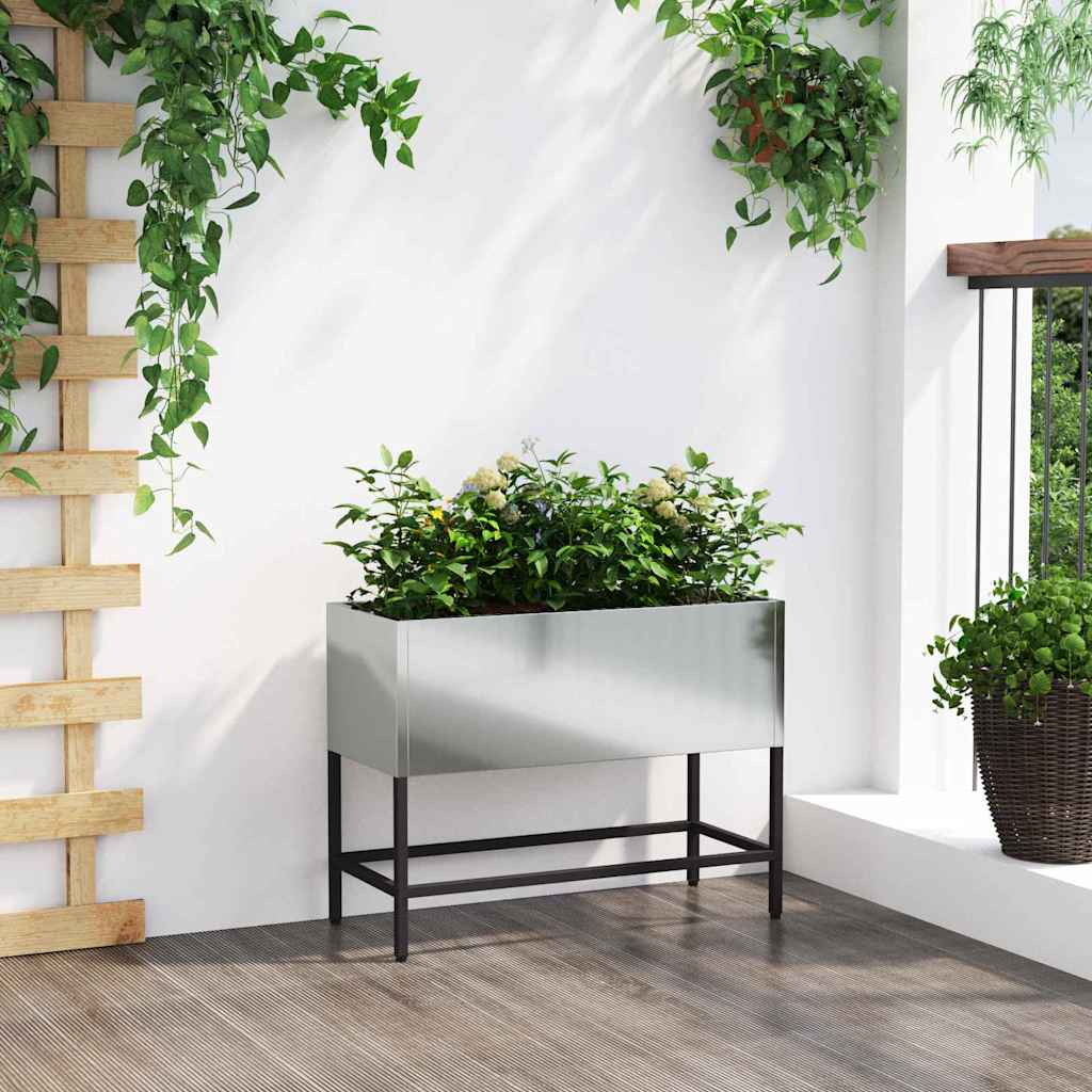 Jardinera Elevada Plateado 60 X 26 X 45 Cm Acero Galvanizado_3