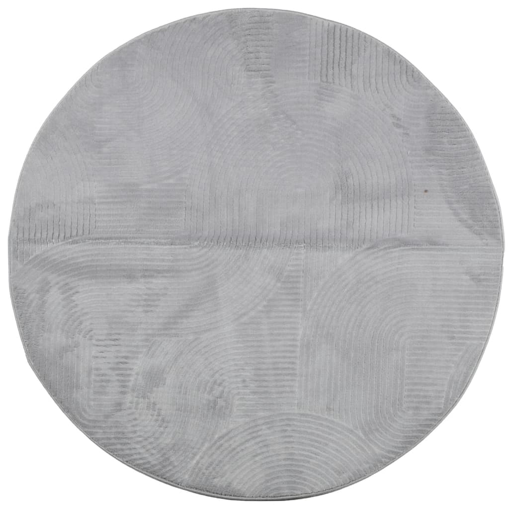 Alfombra De Pelo Corto Look Escandinavo Iza Gris Ø 120 Cm / Vetonek_3