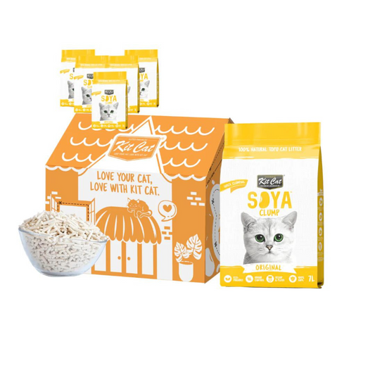 Pack de 6 kits de areia para gatos Eco SoyaClump - Areia para gatos original de 7 L