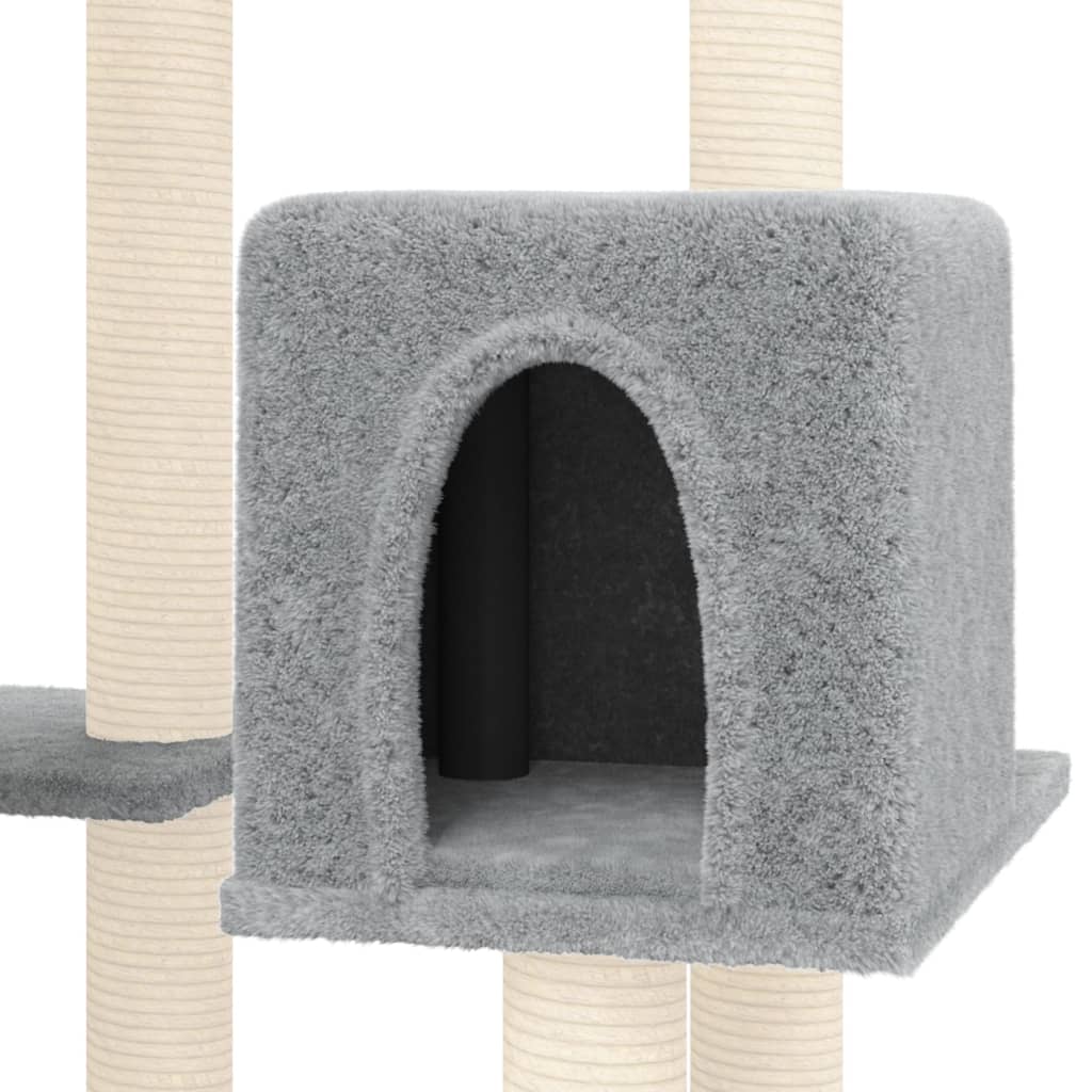 Vidaxl Rascador Para Gatos Con Postes De Sisal Gris Claro 145 Cm_5