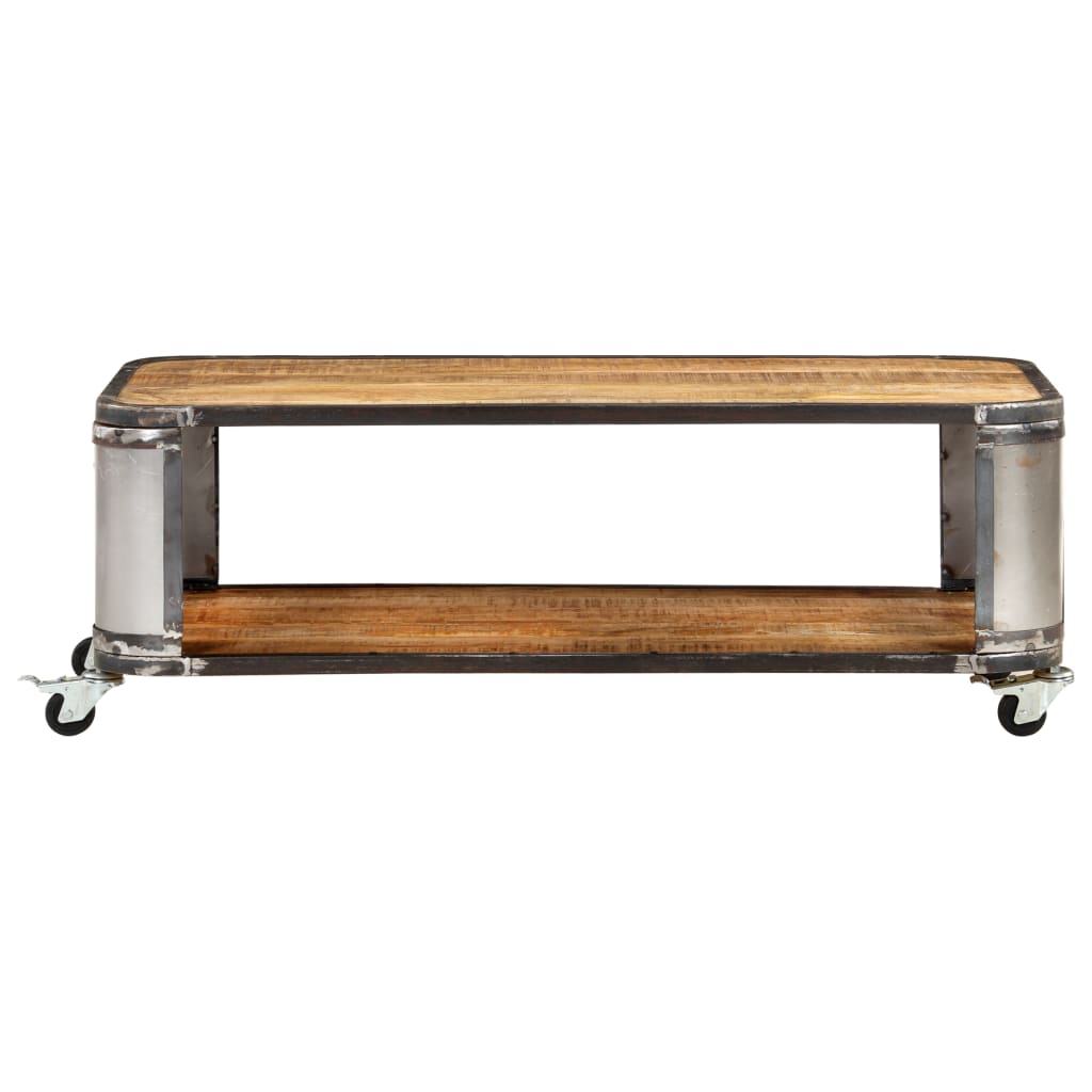 Mesa De Centro Madera Maciza De Mango 100x50x35 Cm_0