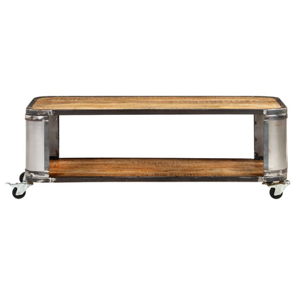 Mesa De Centro Madera Maciza De Mango 100x50x35 Cm_0