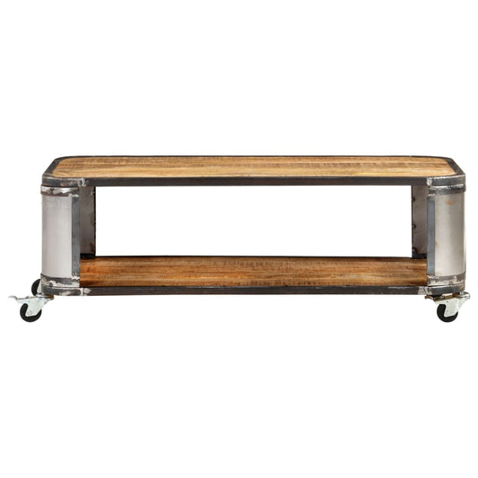 Mesa De Centro Madera Maciza De Mango 100x50x35 Cm_0