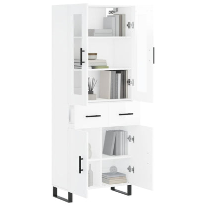 Aparador Alto Madera Contrachapada Blanco Brillo 69,5x34x180 Cm_4