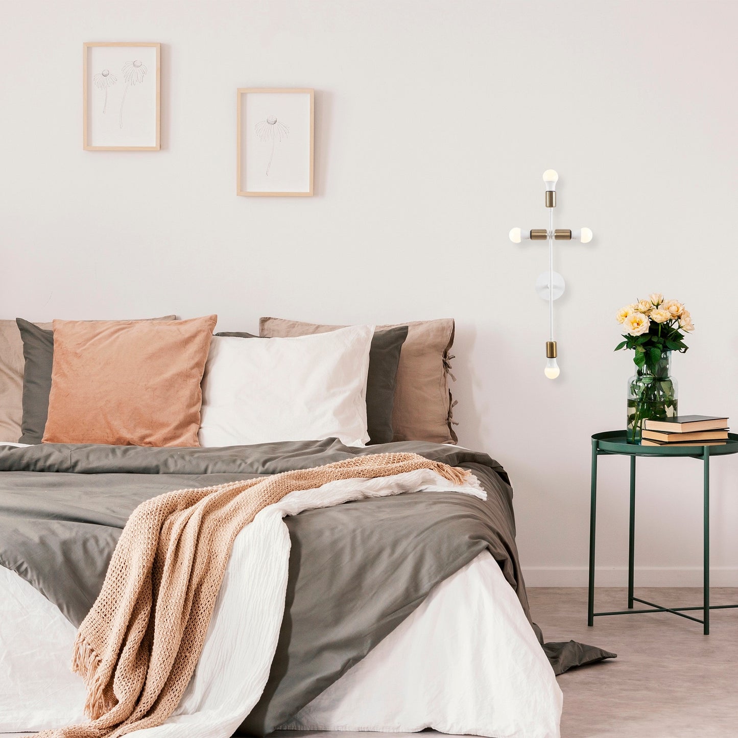 Aplique De Pared, Metal , Blanco, 20x15x62, Casquillo 4 X E 27 Max 40 W