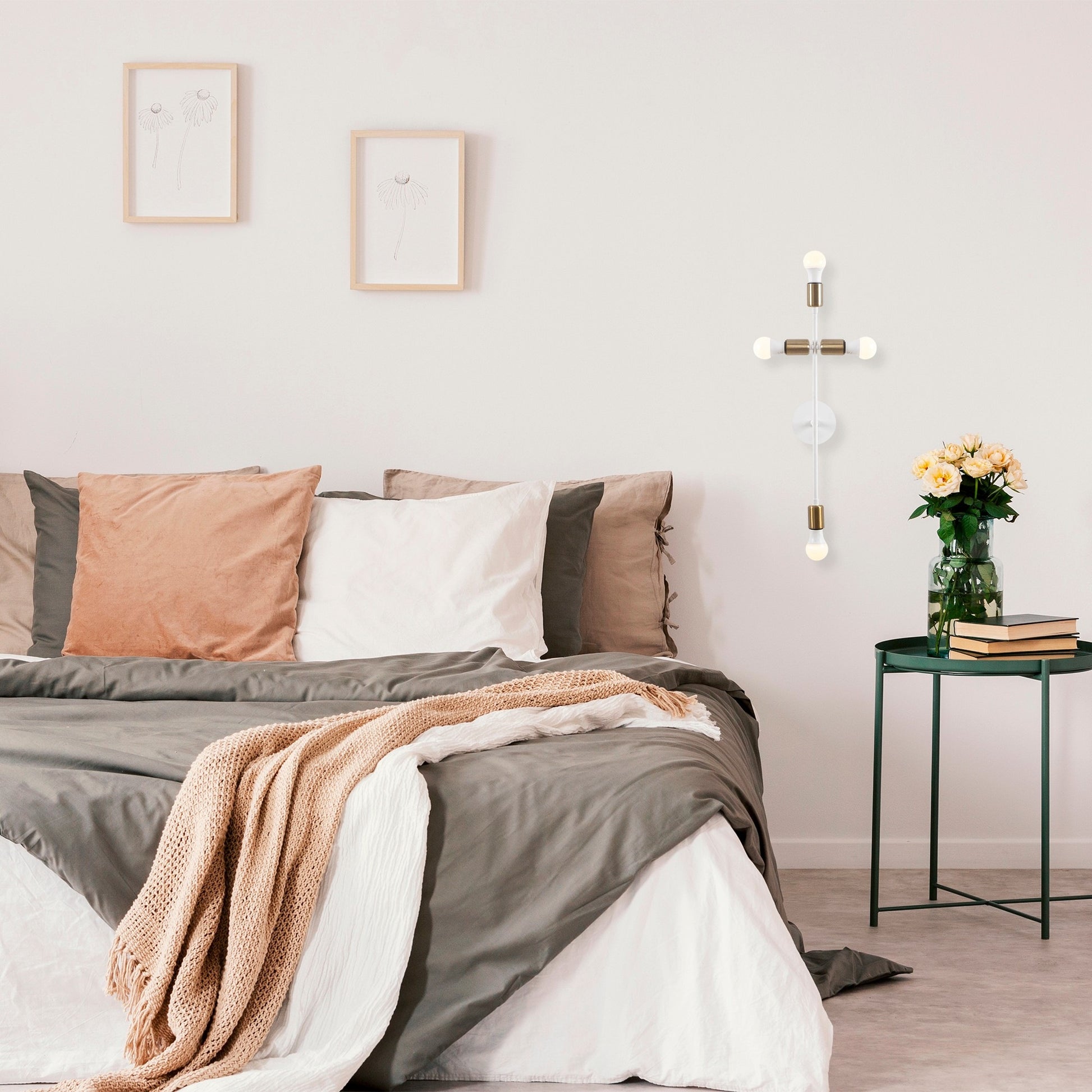 Aplique De Pared, Metal , Blanco, 20x15x62, Casquillo 4 X E 27 Max 40 W