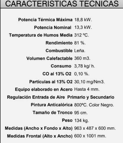 BRICOSOL Insertable de Leña 100 cm a 2 Caras Rincón Derecha con Turbinas FM Modelo IT-122 D_2