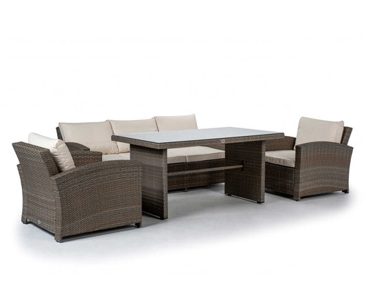 Muebles De Jardín Comedor New York 5 Plazas Ratán Sintético Beige Kiefergarden_0