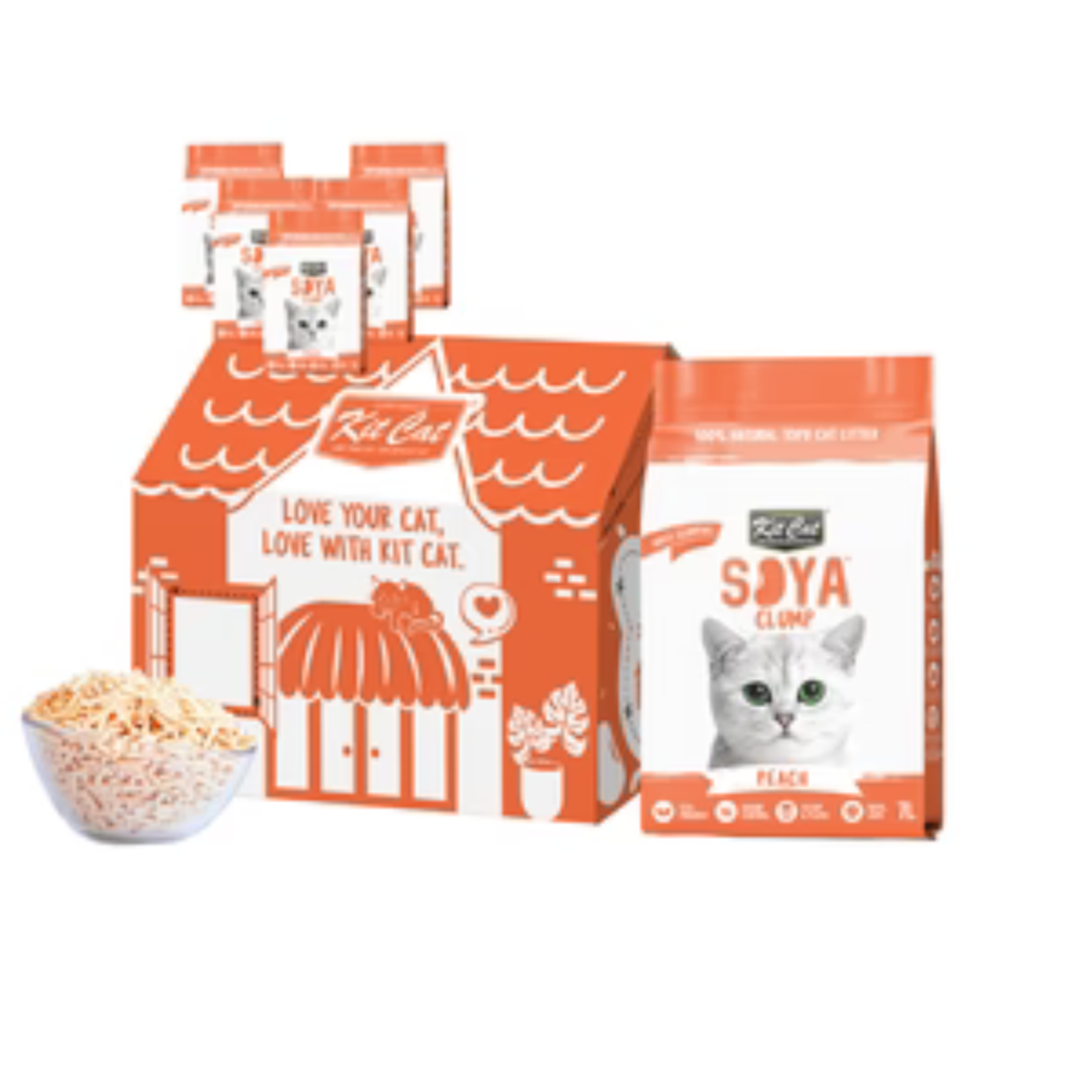 Pack de 6 Kit Cat Arena Eco SoyaClump - Areia para gatos Pêssego 7 L