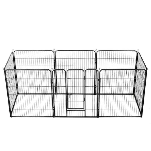 Corral Para Perros 8 Paneles De Acero 80x100 Cm Negro_0