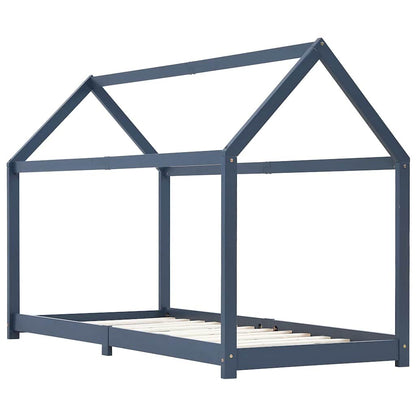 Vidaxl Estructura De Cama Infantil Madera Maciza Pino Gris 90x200 Cm_1