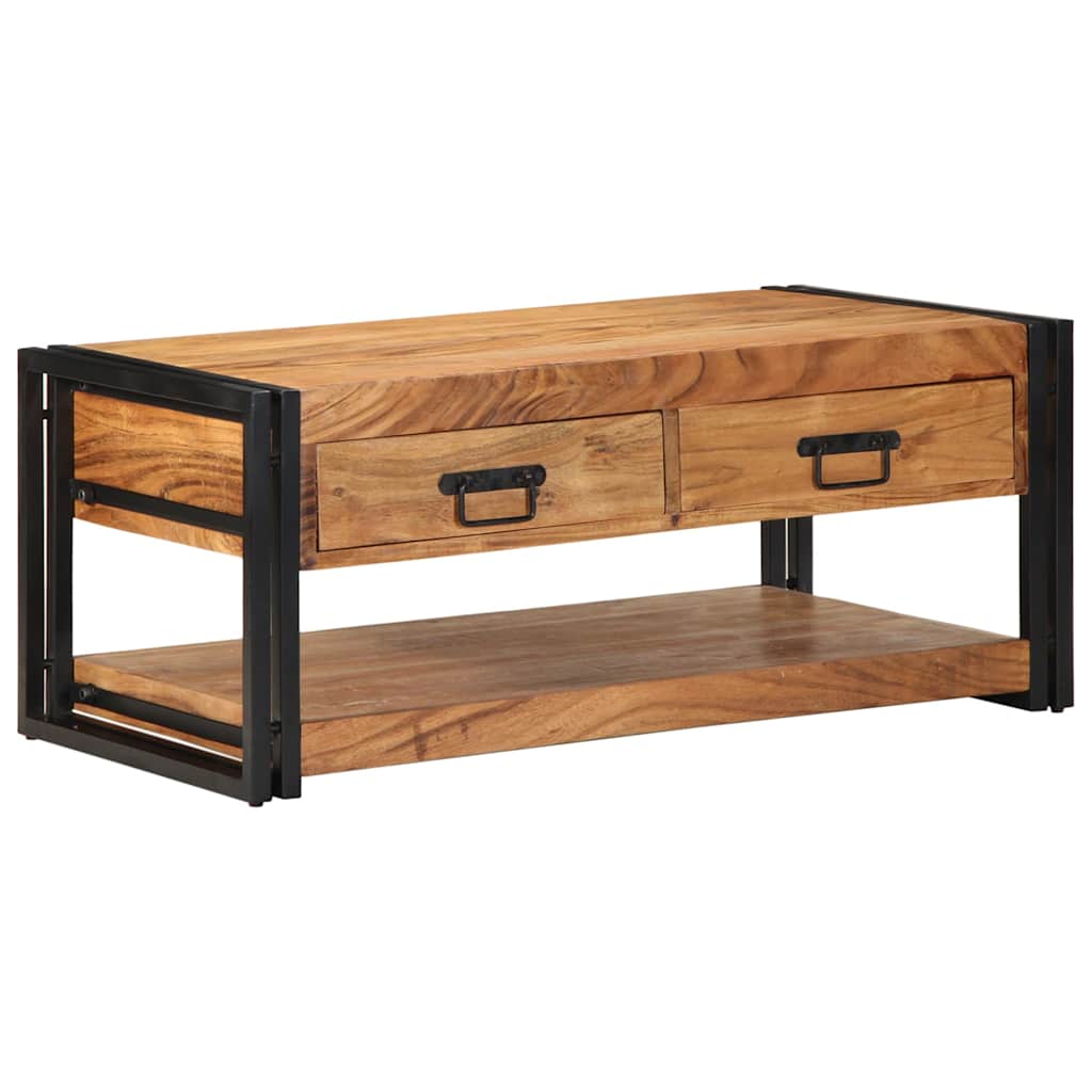 Mesa De Centro Madera Maciza De Acacia 90x50x38 Cm_0