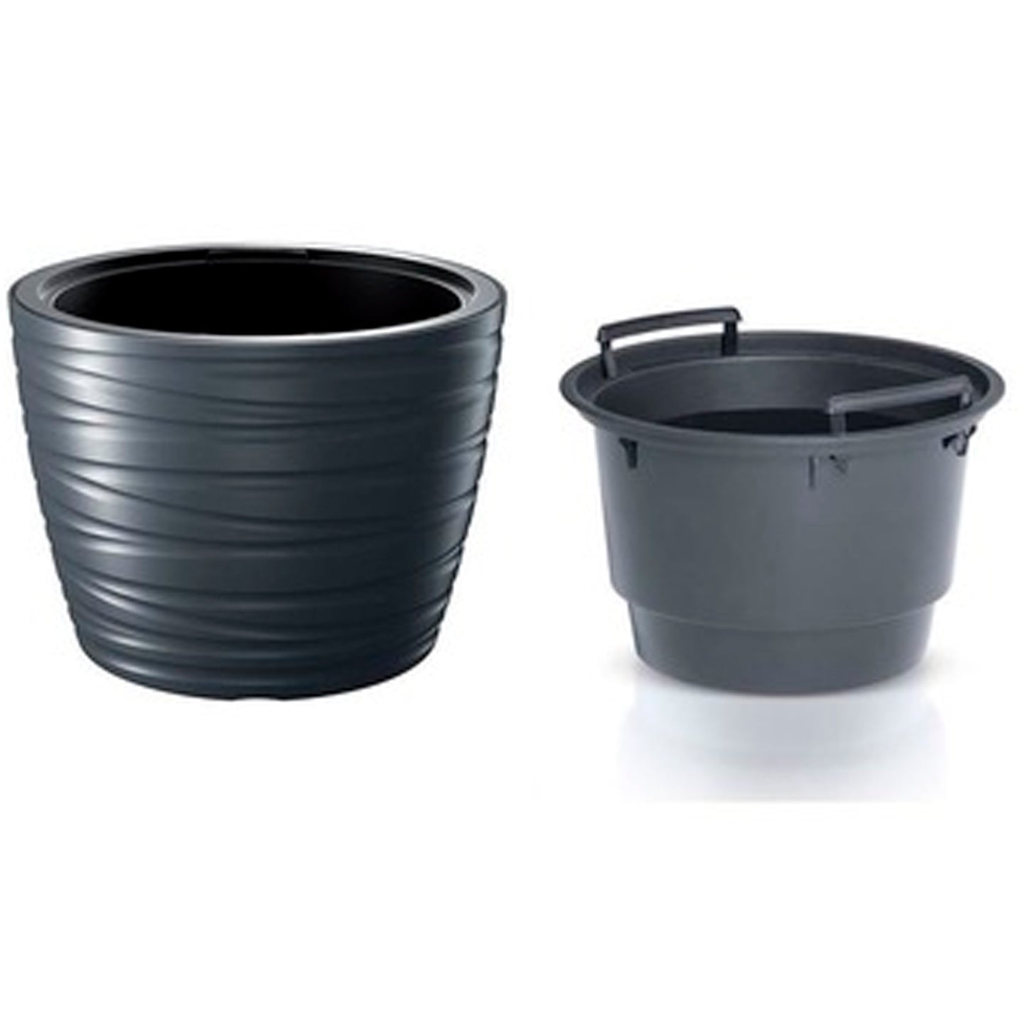 Maceta Baja Con Deposito 22l Maze De Plastico En Color Antracita 37,5 (largo) X 37,5 (ancho) X 27,9 (alto) Cm_1