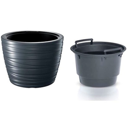 Maceta Baja Con Deposito 48l Maze De Plastico En Color Antracita 47,5 (largo) X 47,5 (ancho) X 34,9 (alto) Cm_1