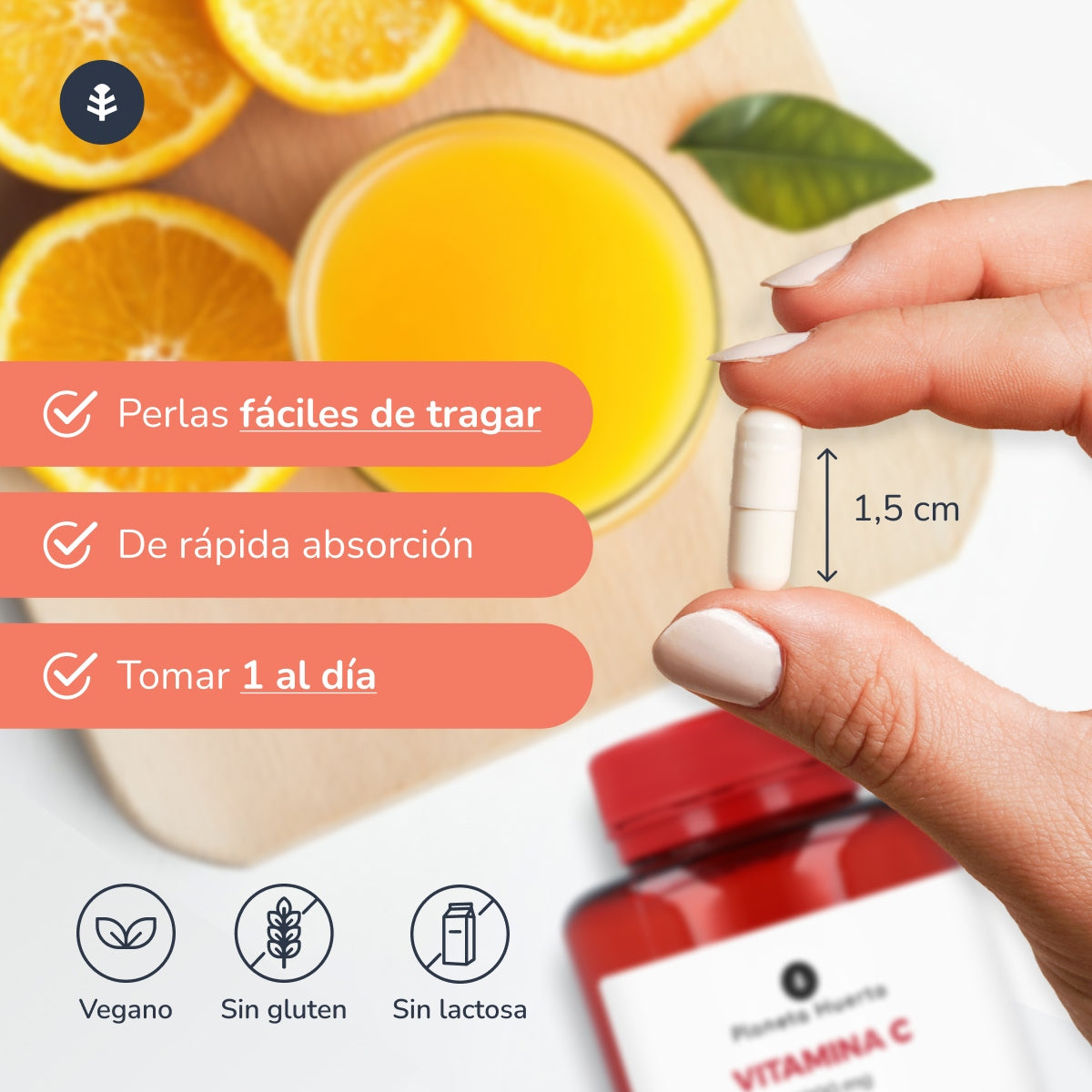 Embalagem 3xVitamina C 1000 mg Planeta Huerto 180 cápsulas vegetais