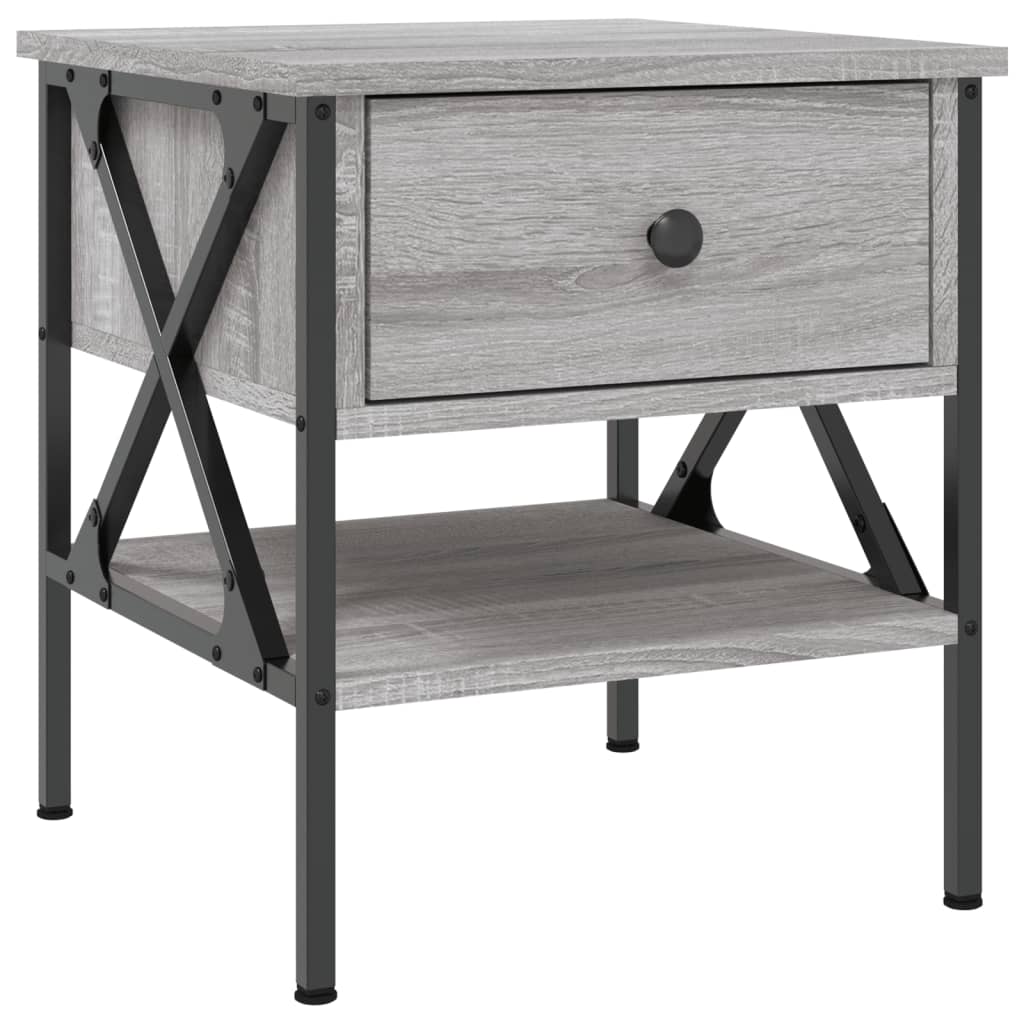 Mesita De Noche Madera De Ingeniería Gris Sonoma 40x42x45 Cm_0