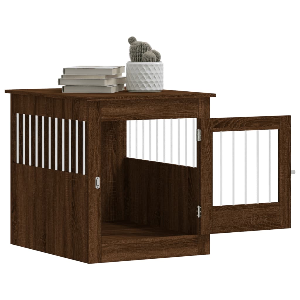 Jaula Para Perros Madera Ingeniería Roble Marrón 64,5x80x71 Cm_4